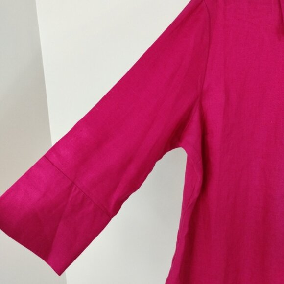 It's a New Vision 100% Linen Button Down Blouse Size 2XL Pink Relaxed Side Slits - Picture 6 of 8